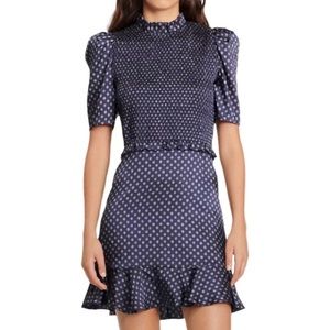 NWT Sandro Blue and White Polka Dot Malden Mini Dress - Sz 4